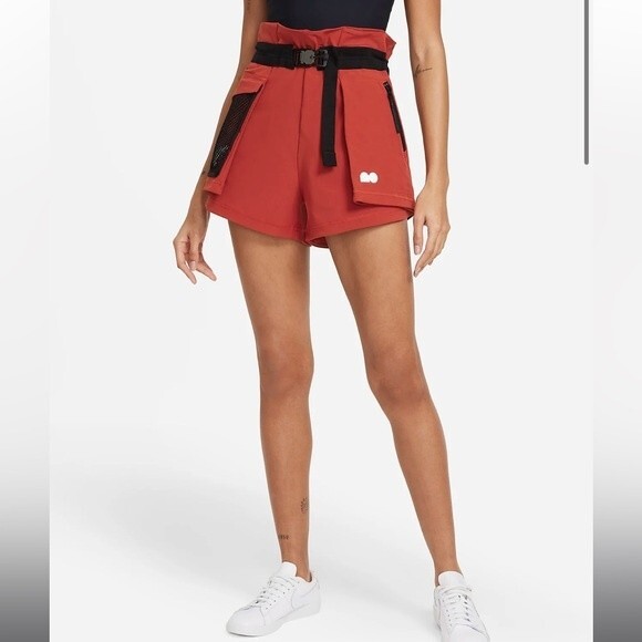 NWT Nike Tennis Shorts Naomi Osaka Utility Belted Orange Nylon Spandex Mesh L - Picture 5 of 16